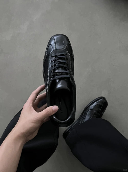 Day One Unisex Black Leather Sneakers