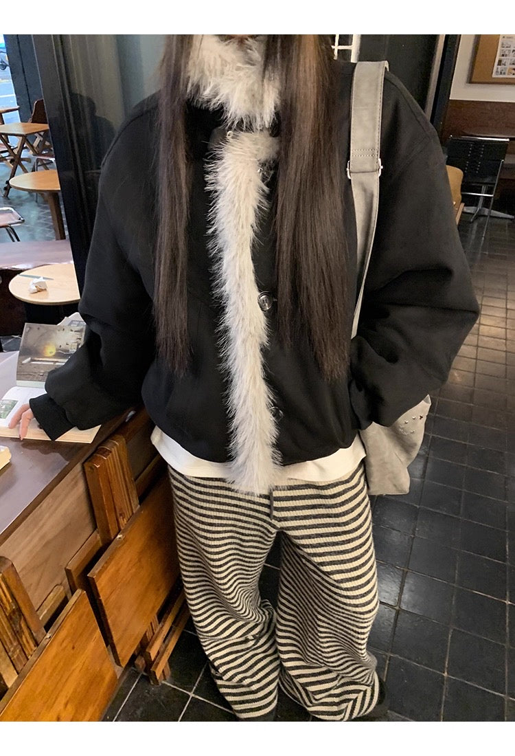 HRG Faux Suede Fur-Lined Jacket