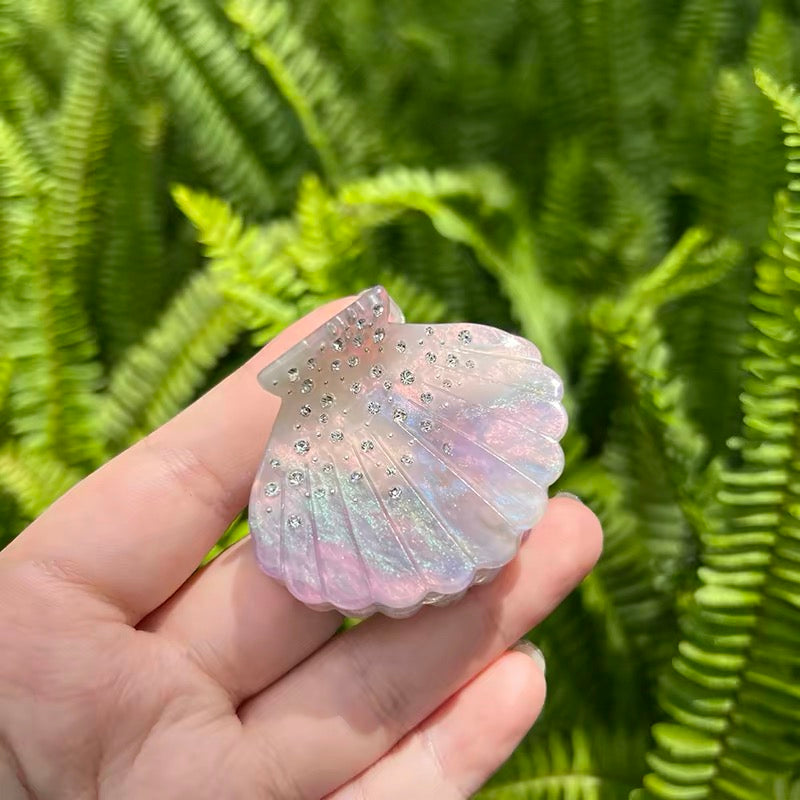 Xixi House Mermaid Princess Iridescent Shell Rhinestone Hair Claw Clip