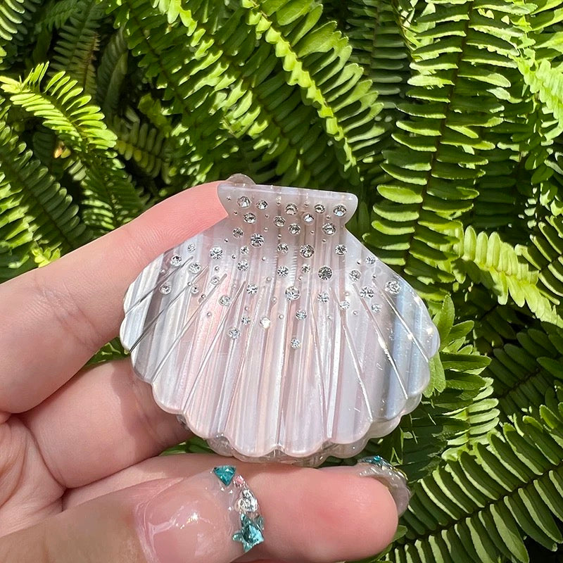 Xixi House Mermaid Princess Iridescent Shell Rhinestone Hair Claw Clip
