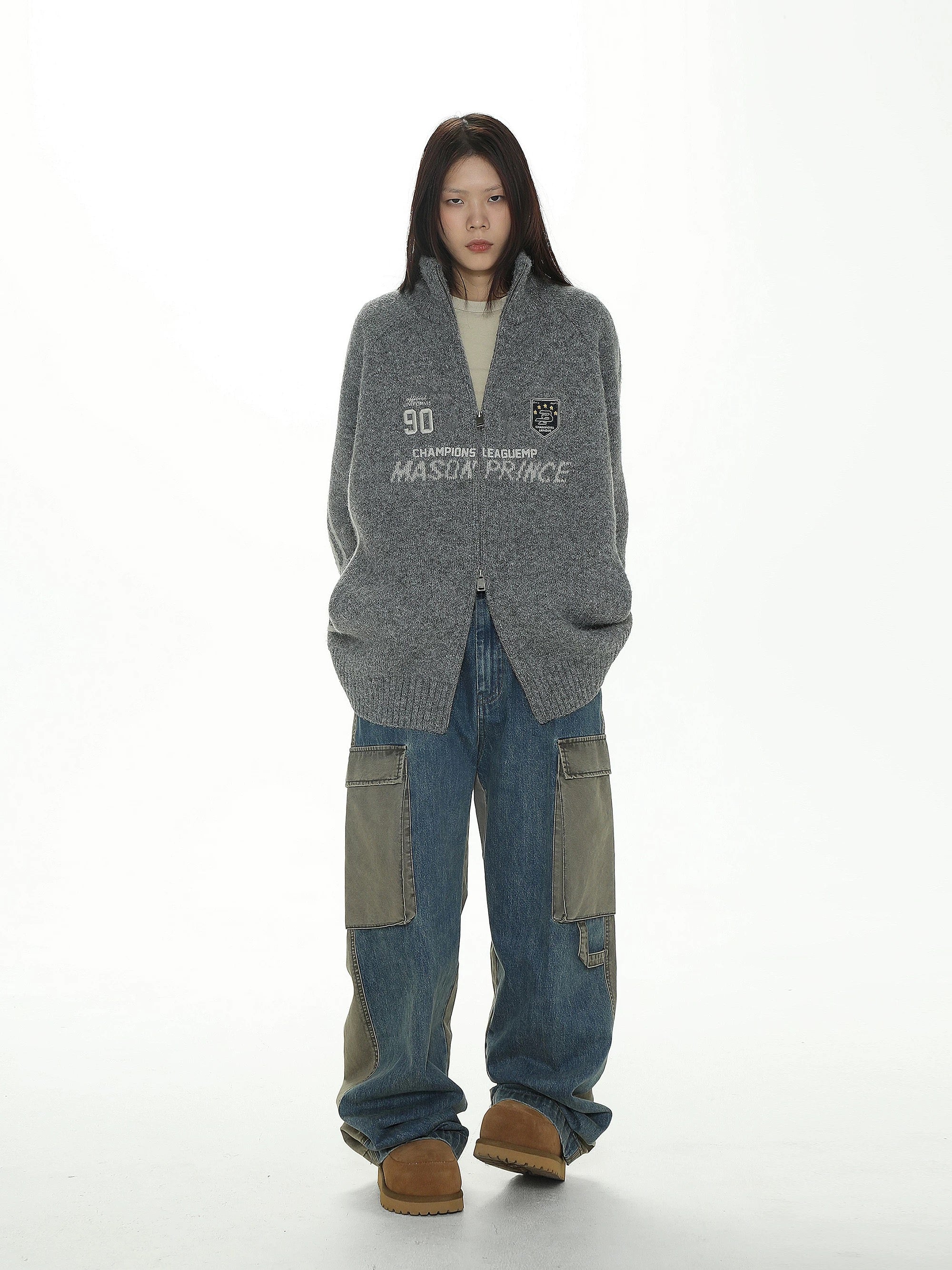 MASONPRINCE Autumn/Winter Striped Sweater Zip-up