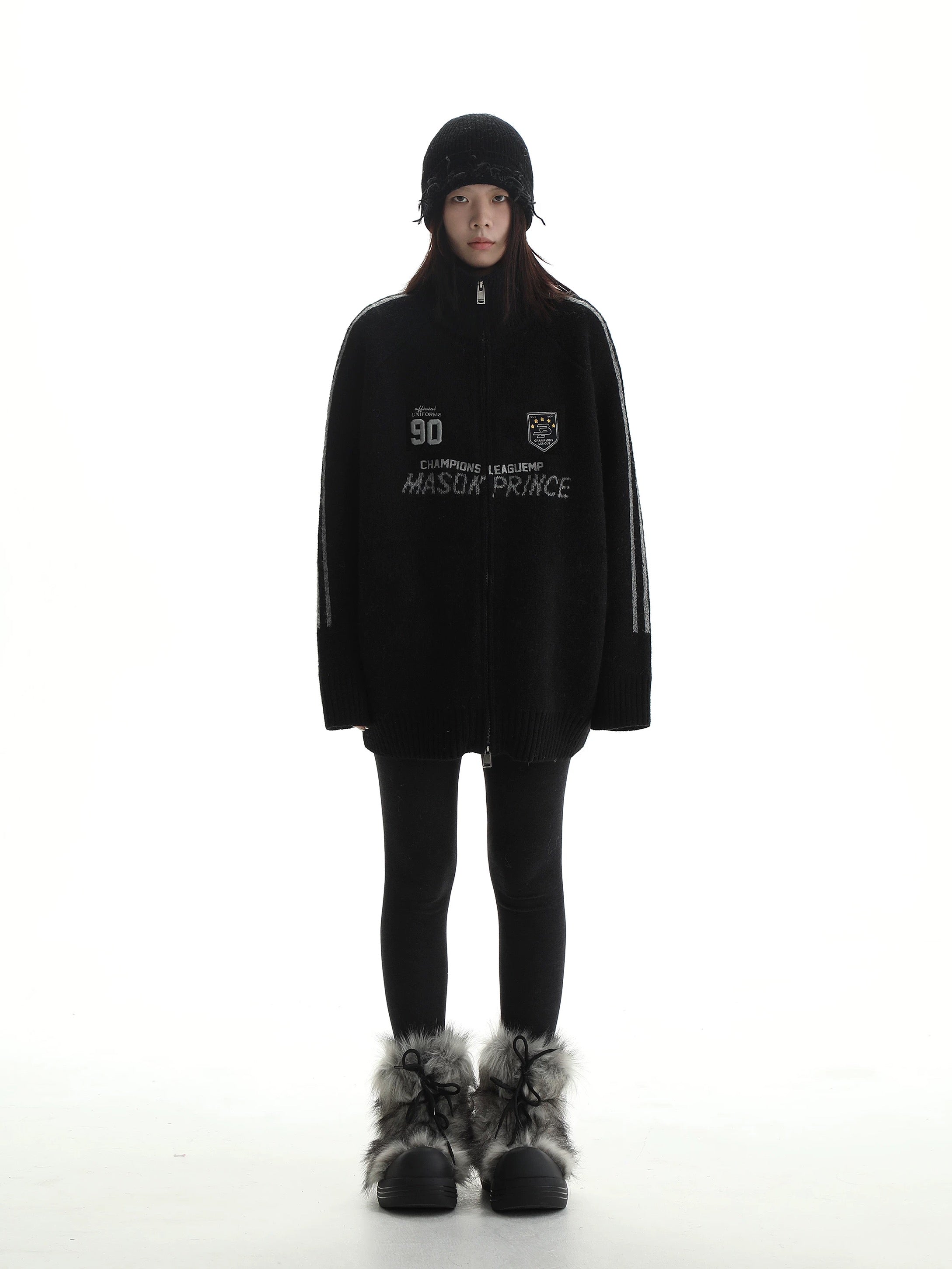 MASONPRINCE Autumn/Winter Striped Sweater Zip-up