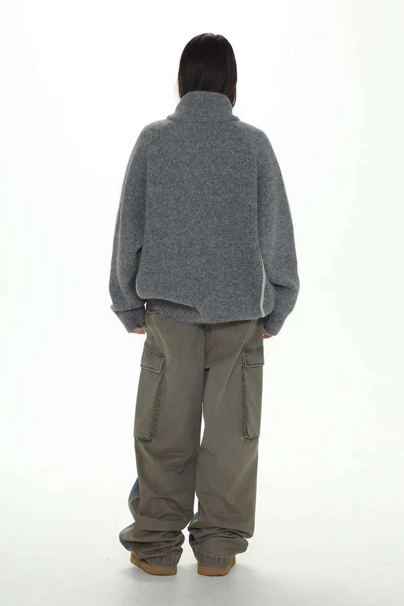 MASONPRINCE Autumn/Winter Striped Sweater Zip-up