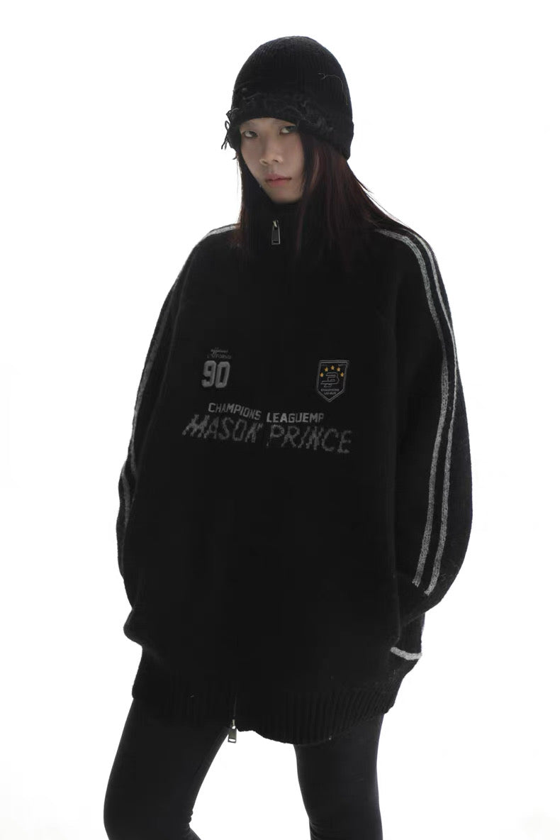 MASONPRINCE Autumn/Winter Striped Sweater Zip-up