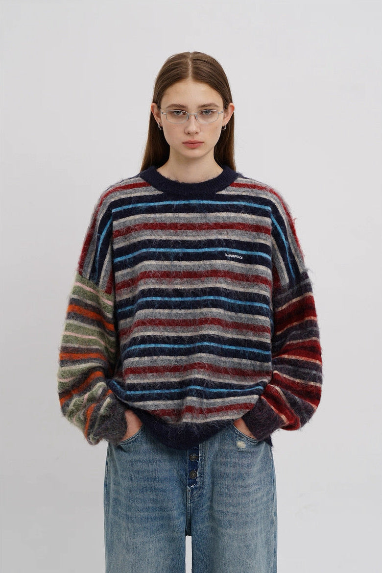 MASONPRINCE Striped Wool Classic Crewneck Sweater