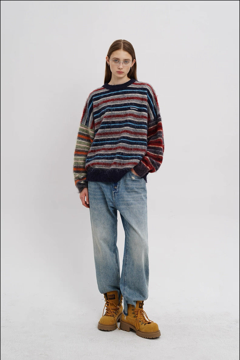 MASONPRINCE Striped Wool Classic Crewneck Sweater