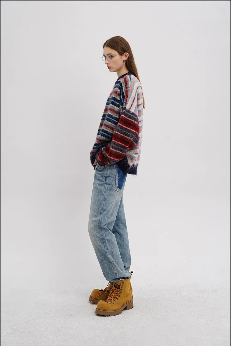 MASONPRINCE Striped Wool Classic Crewneck Sweater