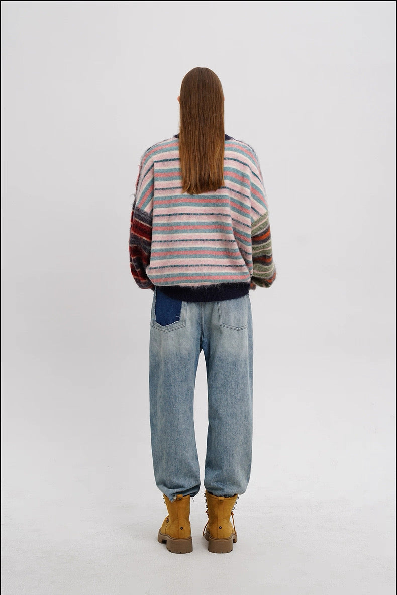 MASONPRINCE Striped Wool Classic Crewneck Sweater