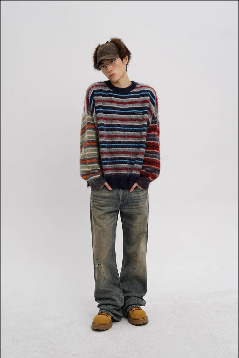 MASONPRINCE Striped Wool Classic Crewneck Sweater