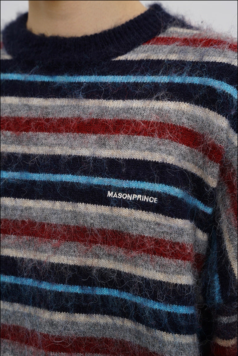 MASONPRINCE Striped Wool Classic Crewneck Sweater