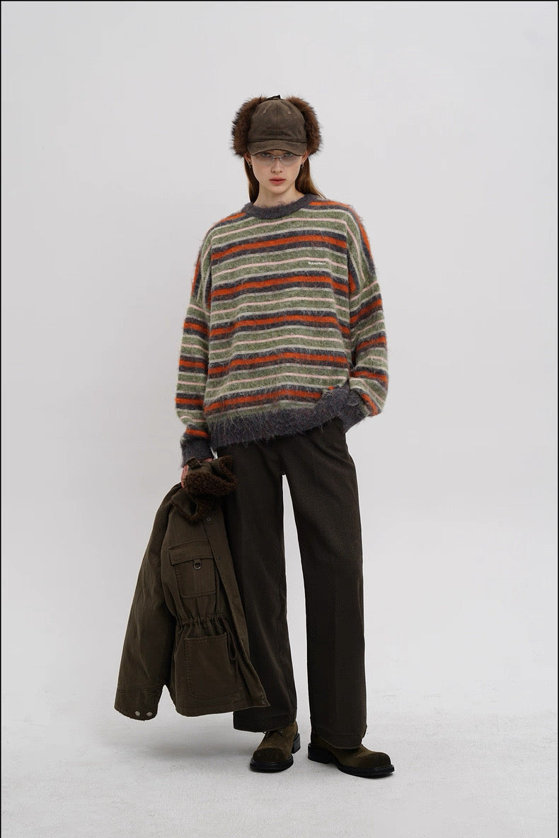 MASONPRINCE Striped Wool Classic Crewneck Sweater