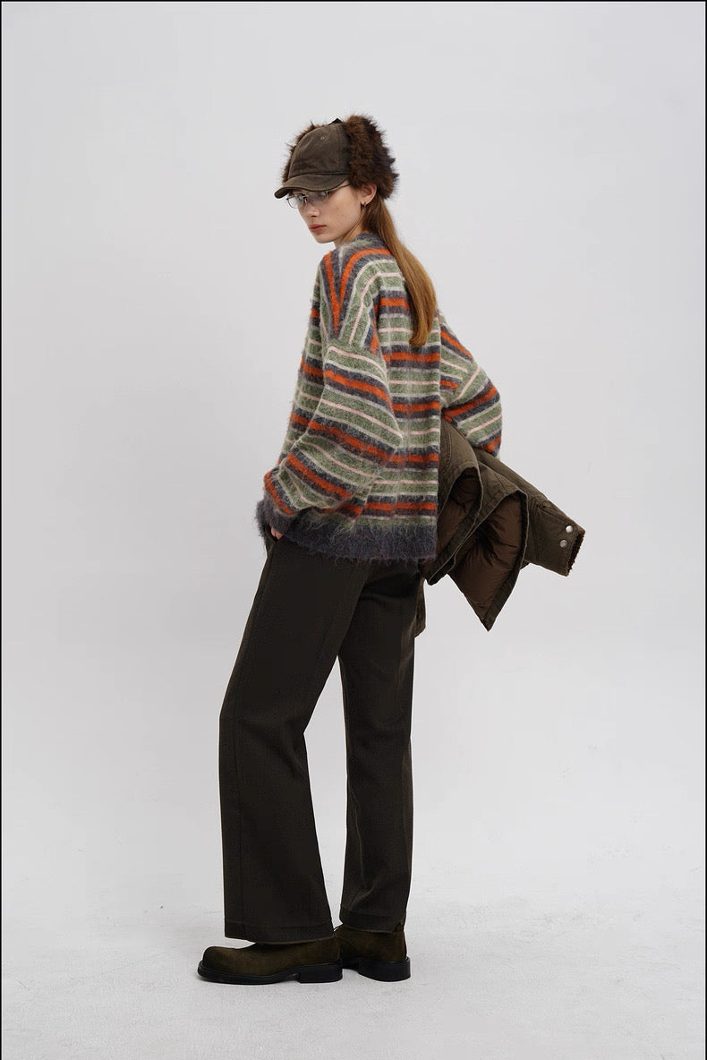 MASONPRINCE Striped Wool Classic Crewneck Sweater
