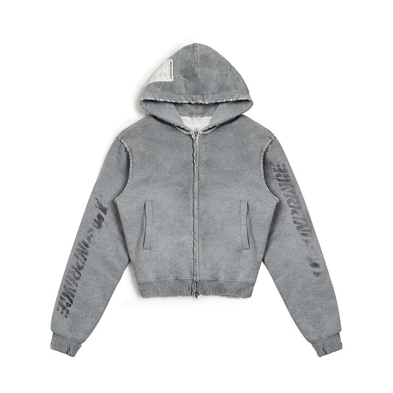 MASONPRINCE Graffiti Spray Paint Label Hooded Jacket Zip-up