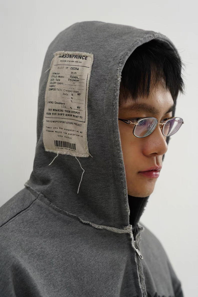 MASONPRINCE Graffiti Spray Paint Label Hooded Jacket Zip-up