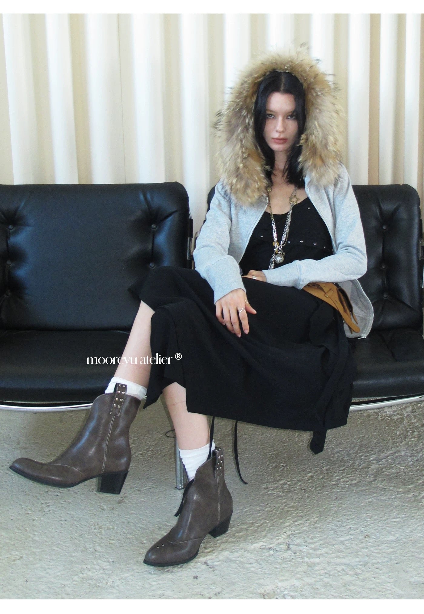 Mooreyu Atelier 2-Way Leather Fold-Over Slouch Boots