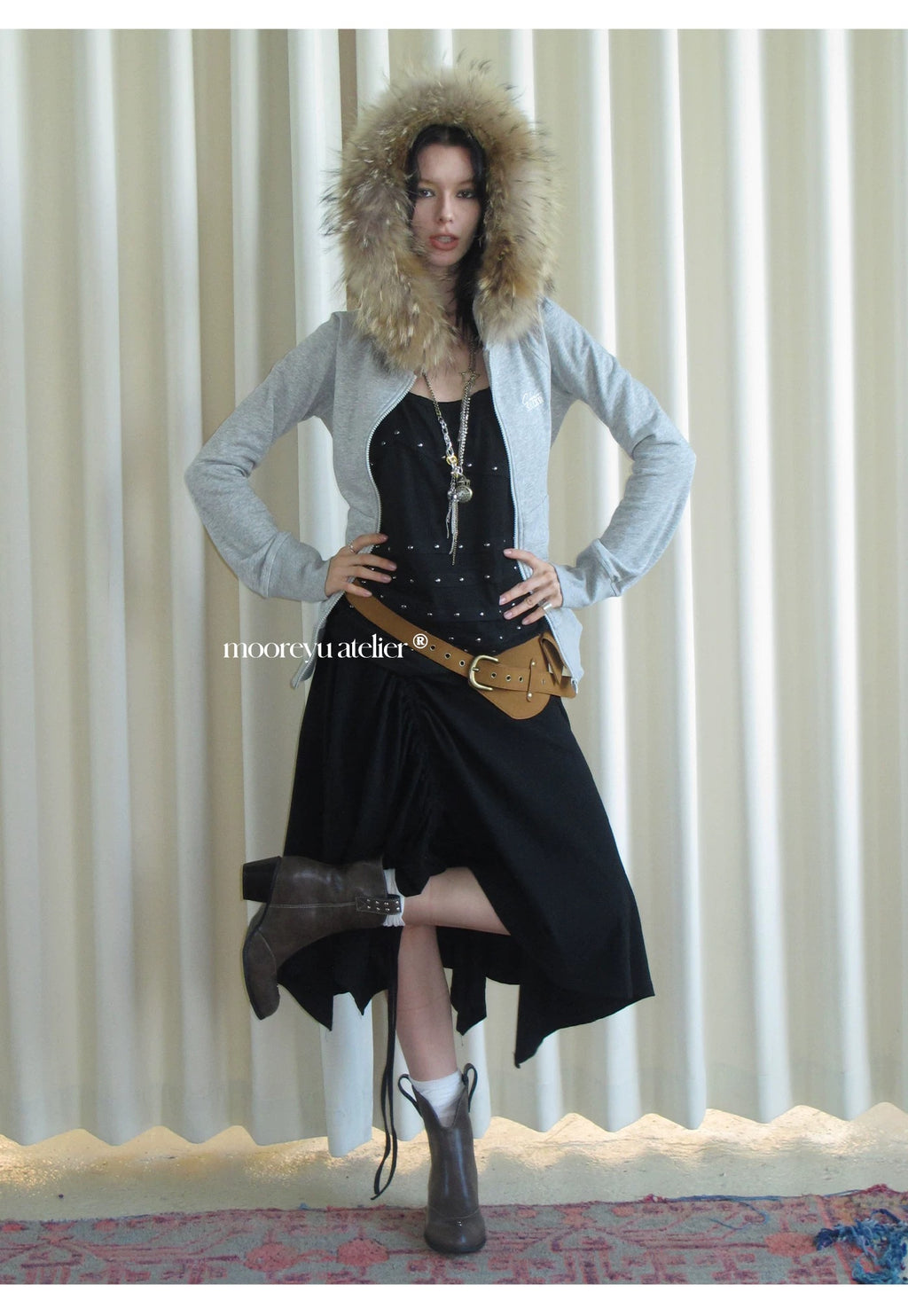 Mooreyu Atelier 2-Way Leather Fold-Over Slouch Boots