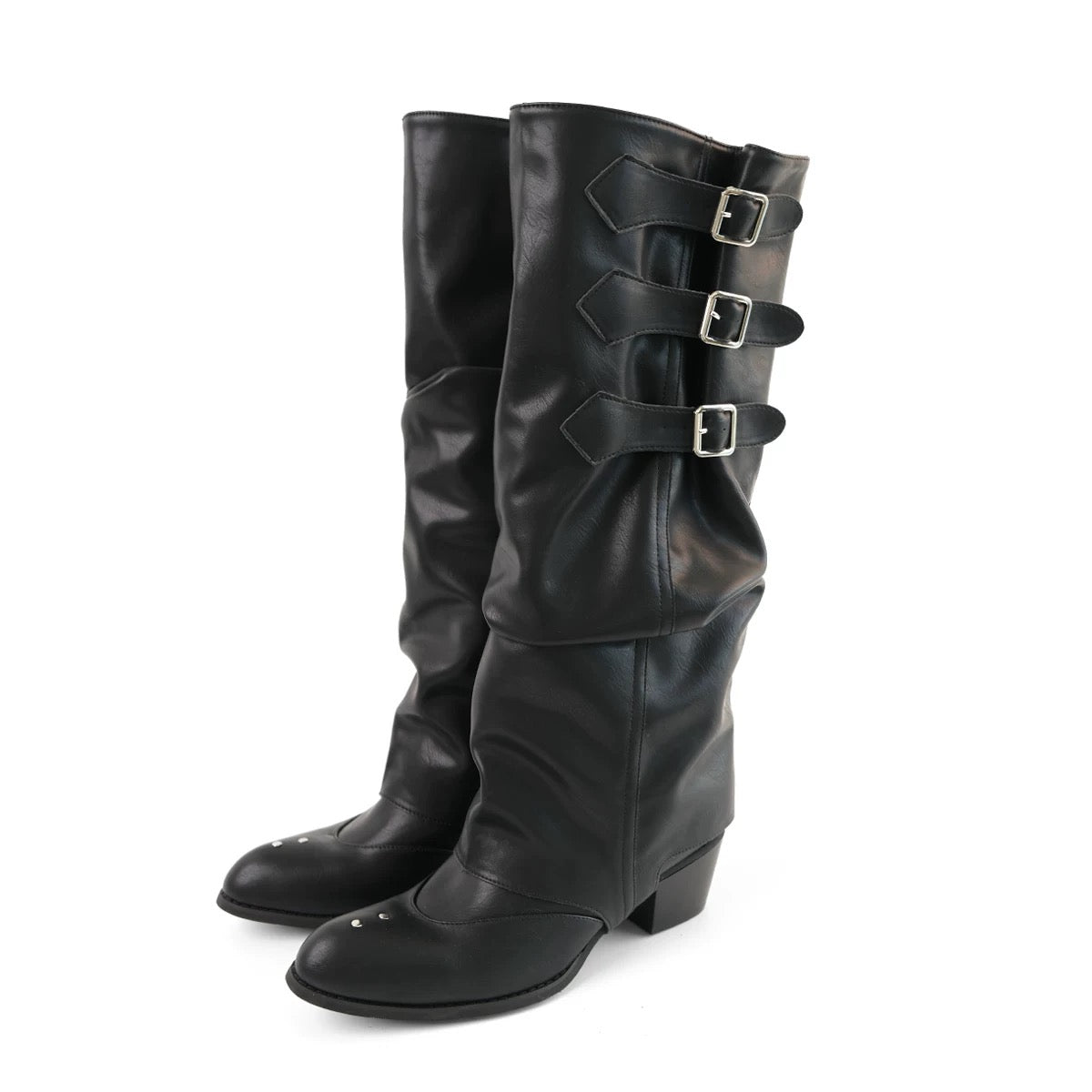 Mooreyu Atelier 2-Way Leather Fold-Over Slouch Boots