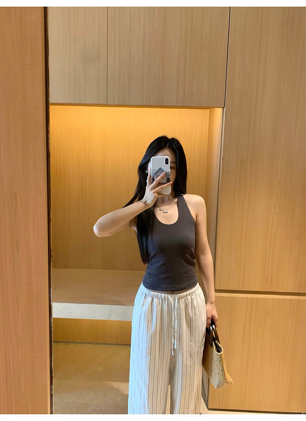 Pusumede Cloud Drape Striped Wide-Leg Pants