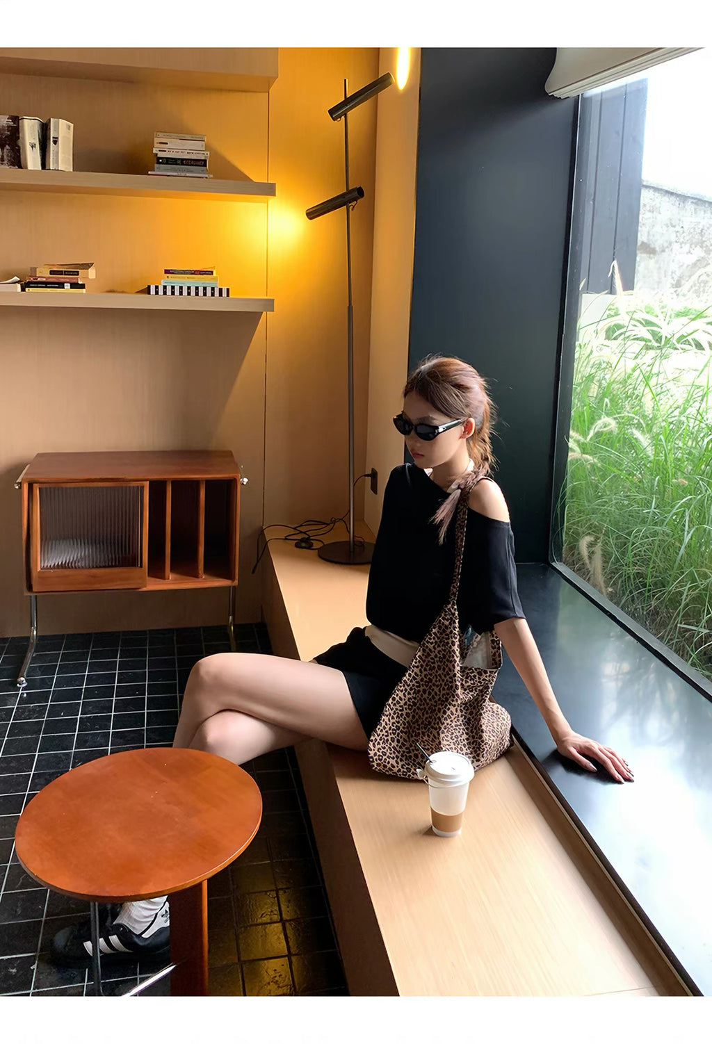 HRG Double Layer Off-Shoulder T-Shirt
