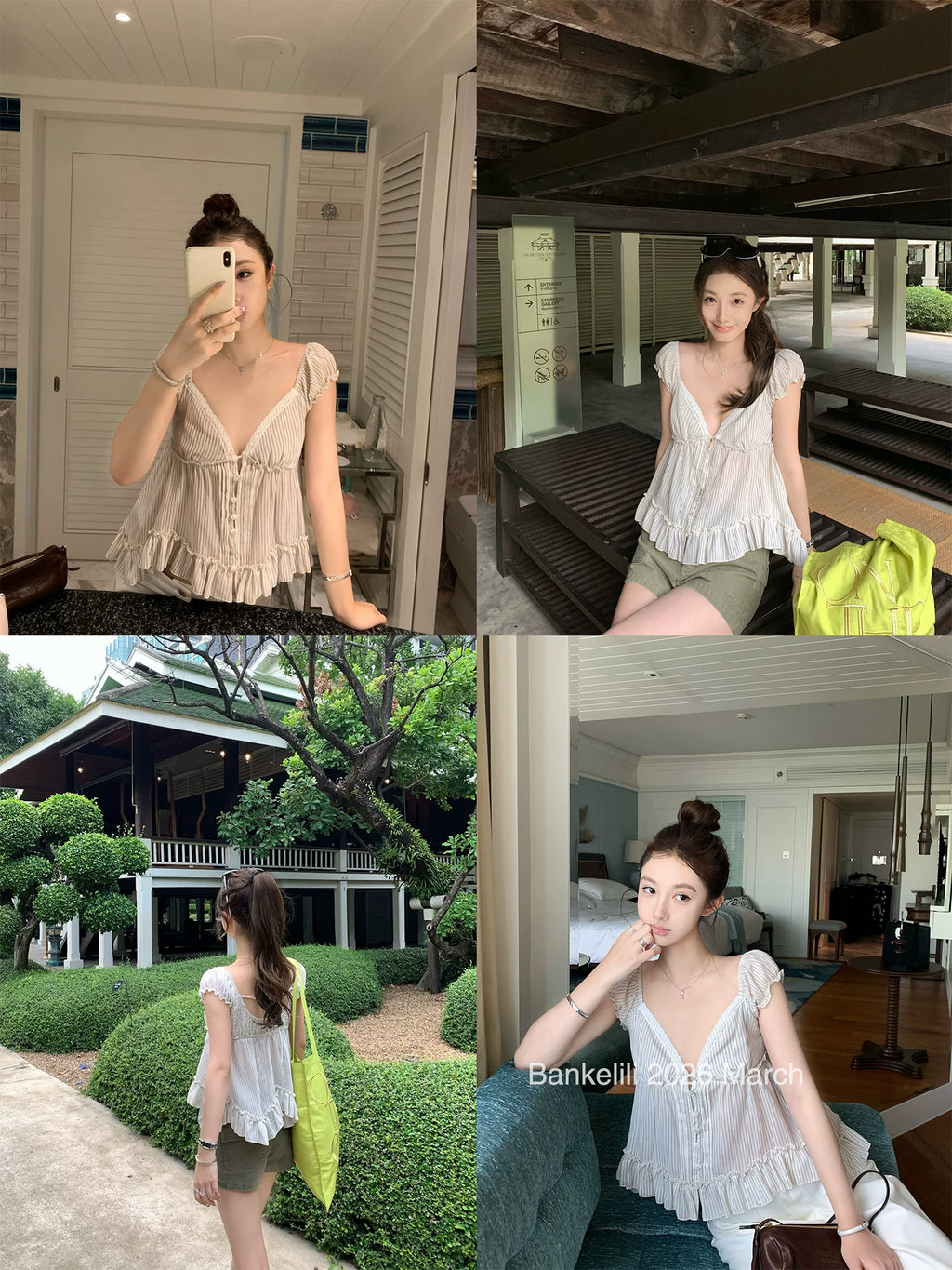 Bankelili lace blouse stripe version full length view