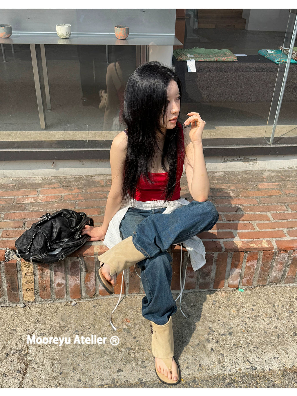 Mooreyu Round-Toe Sandal Bootie
