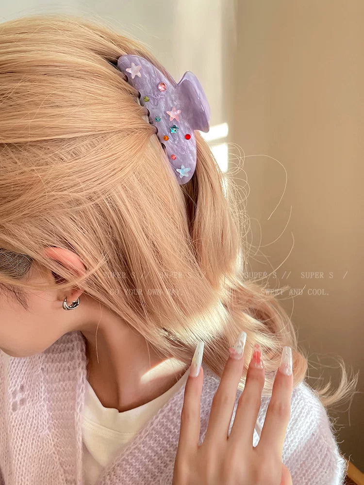Dreamy Galaxy color-changing starfish hair claw clip purple galaxy
