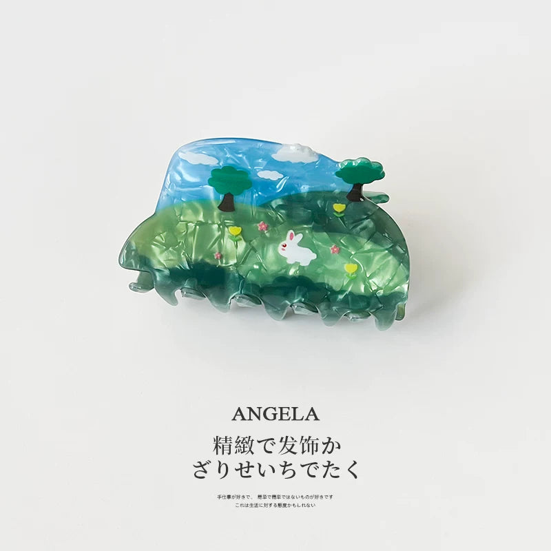 Four seasons creative acetate claw clip spring vibes green
