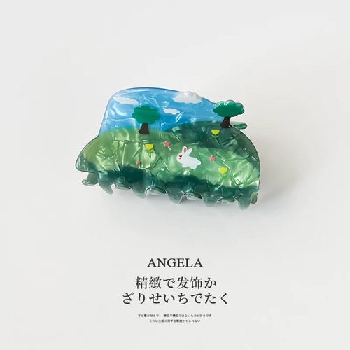 Four seasons creative acetate claw clip spring vibes green