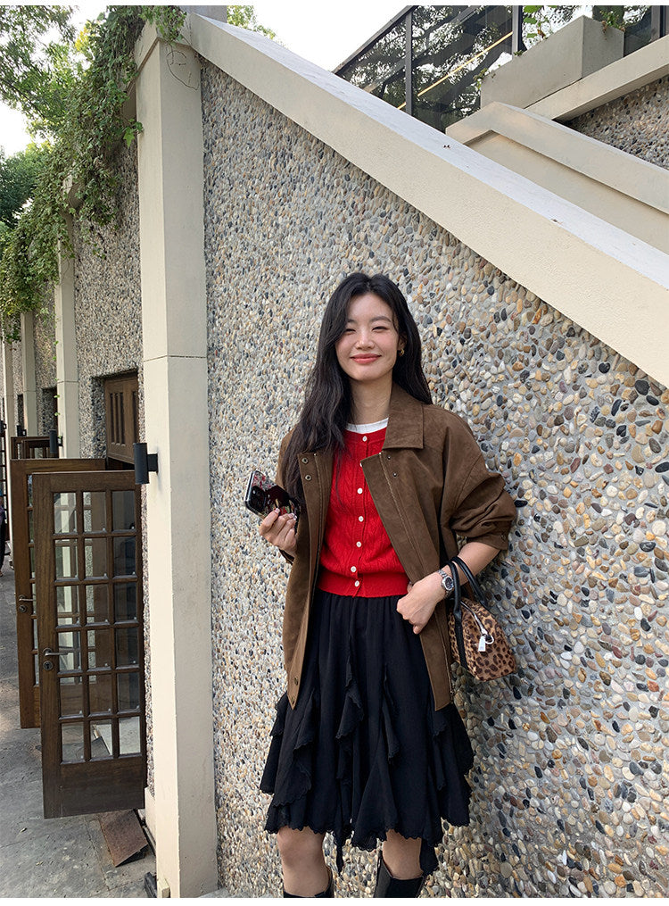 Pusumede Asymmetrical Lace Ruffle Skirt
